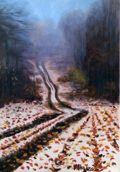 November Road    5 x 7   oil on panel